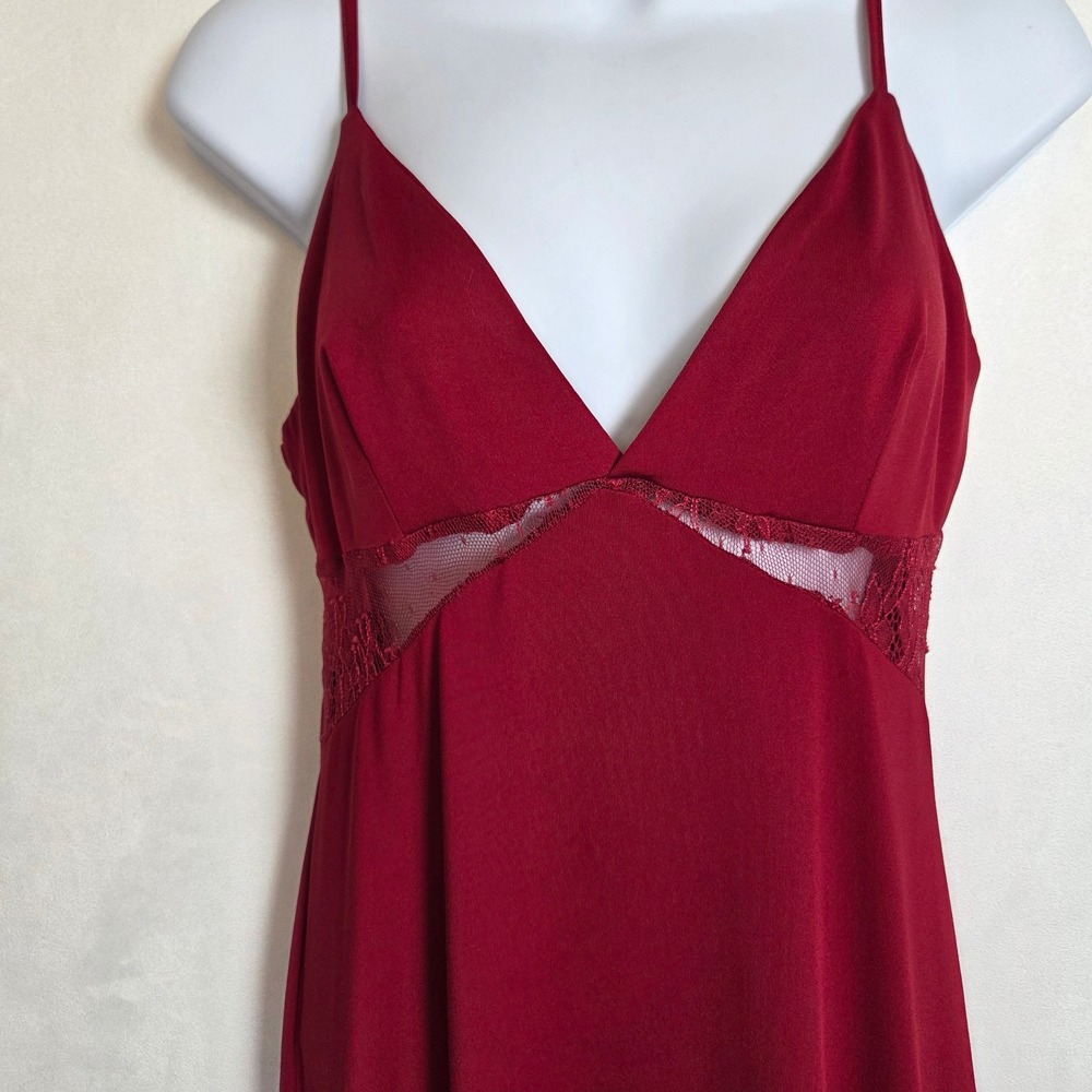 NWOT Cider Wine Red Lace Cut Out Maxi Slip Dress V-Neck Adjustable Straps - Picture 3 of 12